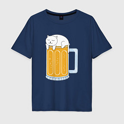 Мужская футболка оверсайз Beer Cat