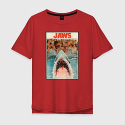 Футболка оверсайз мужская Jaws beach poster, цвет: красный