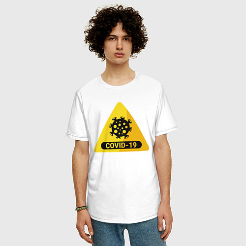 Мужская футболка оверсайз Остановим коронавирус / Белый – фото 3