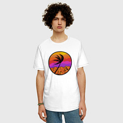 Футболка оверсайз мужская Пальма и море, цвет: белый — фото 2