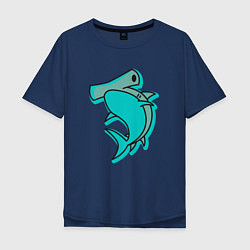 Футболка оверсайз мужская Акула молот, цвет: тёмно-синий