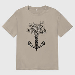 Мужская футболка оверсайз Славянский якорь в виде дерева