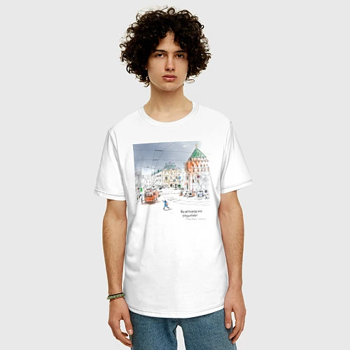Мужская футболка оверсайз Нижегородский троллейбус / Белый – фото 3