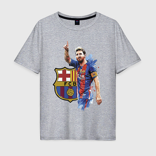 Мужская футболка оверсайз Lionel Messi Barcelona Argentina! / Меланж – фото 1