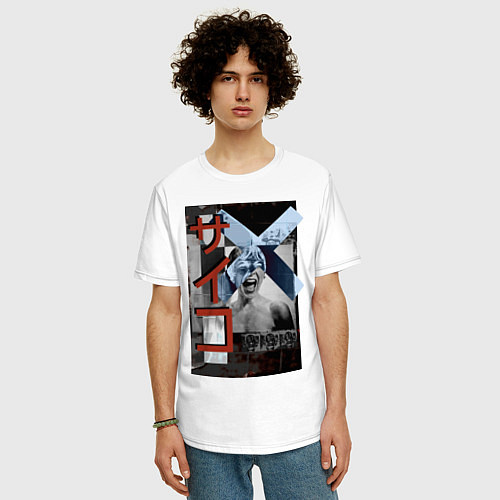 Мужская футболка оверсайз Психо Psycho / Белый – фото 3