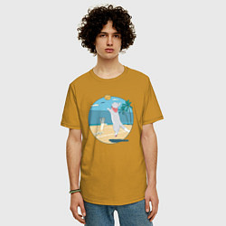 Футболка оверсайз мужская Cat Volleyball, цвет: горчичный — фото 2