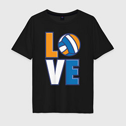 Футболка оверсайз мужская Love Volleyball, цвет: черный