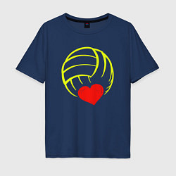 Футболка оверсайз мужская Volleyball Heart, цвет: тёмно-синий