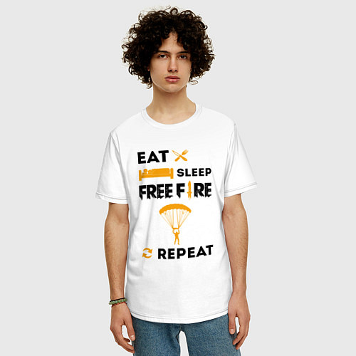 Мужская футболка оверсайз Eat Sleep Replay Free Fire / Белый – фото 3