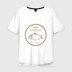 Футболка оверсайз мужская Большая рыбалка, цвет: белый
