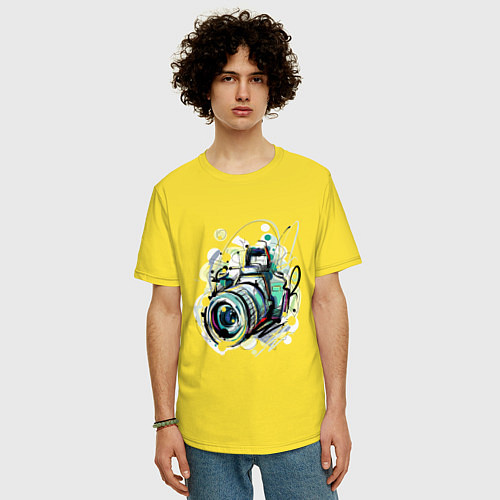 Мужская футболка оверсайз Фотоаппарат / Желтый – фото 3