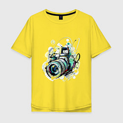 Футболка оверсайз мужская Фотоаппарат, цвет: желтый