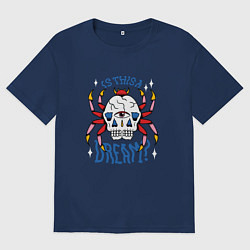 Футболка оверсайз мужская Trippy Spider Skull Татуировка, цвет: тёмно-синий