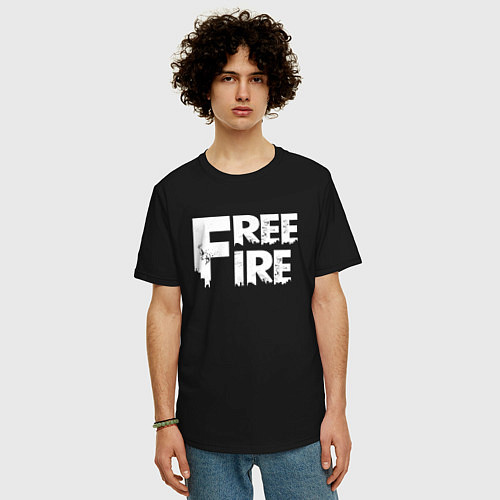 Мужская футболка оверсайз FREEFIRE FF WHITE LOGO Z / Черный – фото 3