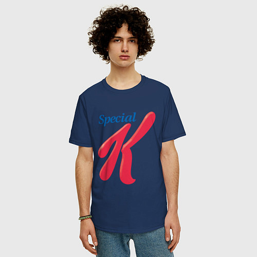 Мужская футболка оверсайз Special k merch Essential / Тёмно-синий – фото 3