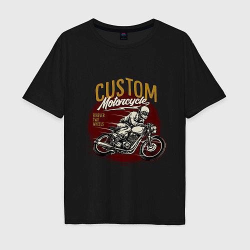 Мужская футболка оверсайз Ретро мотоцикл / Черный – фото 1
