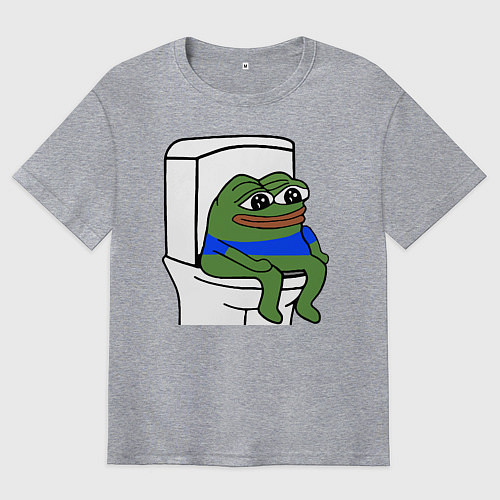 Мужская футболка оверсайз Лягушонок пепе / Меланж – фото 1