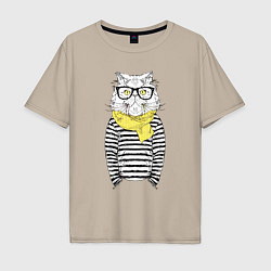 Мужская футболка оверсайз Hipster Cat