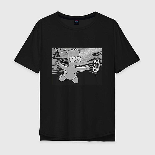 Мужская футболка оверсайз Simpsons x Nirvana / Черный – фото 1