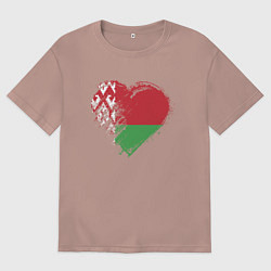 Футболка оверсайз мужская Сердце Беларуси, цвет: пыльно-розовый