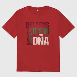Футболка оверсайз мужская ДНК - Беларусь, цвет: красный