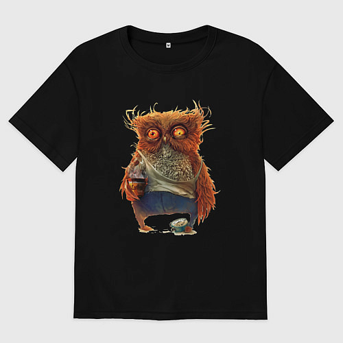 Мужская футболка оверсайз Замученный уставший / Черный – фото 1