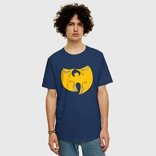 Мужская футболка оверсайз Wu-Tang Shark / Тёмно-синий – фото 3