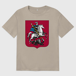 Футболка оверсайз мужская Георгий Победоносец - Герб, цвет: миндальный