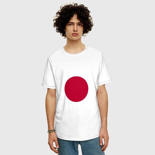 Мужская футболка оверсайз Япония Японский флаг / Белый – фото 3