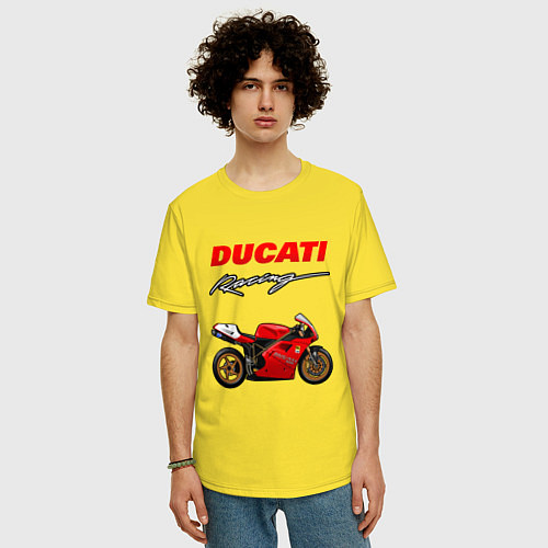 Мужская футболка оверсайз DUCATI ДУКАТИ MOTOSPORT / Желтый – фото 3