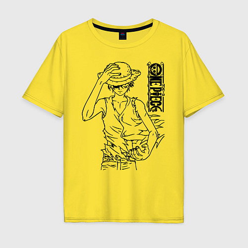 Мужская футболка оверсайз Луффи One Piece Большой куш / Желтый – фото 1