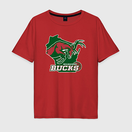 Мужская футболка оверсайз Milwaukee Bucks / Красный – фото 1