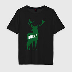 Футболка оверсайз мужская NBA - Bucks, цвет: черный