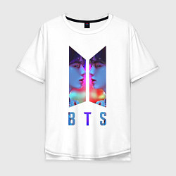 Футболка оверсайз мужская Logo BTS, цвет: белый