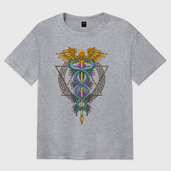 Футболка оверсайз мужская Кадуцей, цвет: меланж