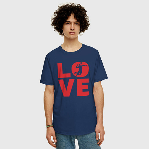 Мужская футболка оверсайз Love Volleyball / Тёмно-синий – фото 3