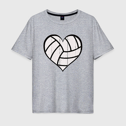 Мужская футболка оверсайз Сердце Волейбола / Меланж – фото 1