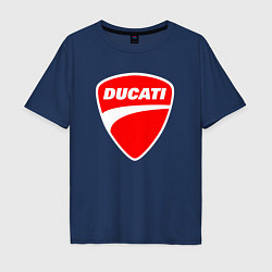 Футболка оверсайз мужская DUCATI ДУКАТИ ЭМБЛЕМА, цвет: тёмно-синий