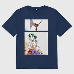 Футболка оверсайз мужская Дневник поездки в Иокогаму, цвет: тёмно-синий