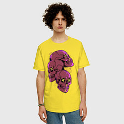Футболка оверсайз мужская Pink punk skulls, цвет: желтый — фото 2