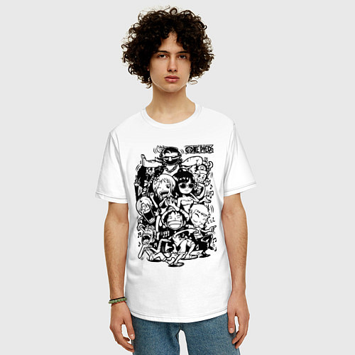 Мужская футболка оверсайз Персонажи Ван-Пис Большой куш / Белый – фото 3