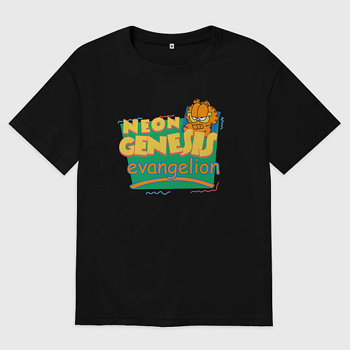 Мужская футболка оверсайз GARFIELD GENESIS EVANGELION / Черный – фото 1