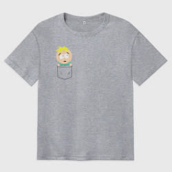 Футболка оверсайз мужская Баттерс в кармане, цвет: меланж