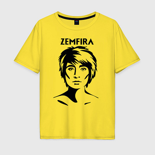 Мужская футболка оверсайз ZEMFIRA эскиз портрет / Желтый – фото 1