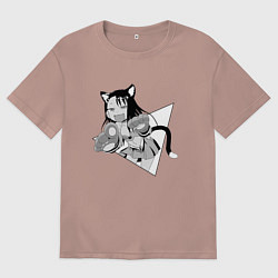 Футболка оверсайз мужская Нагаторо-сан кошечка, цвет: пыльно-розовый