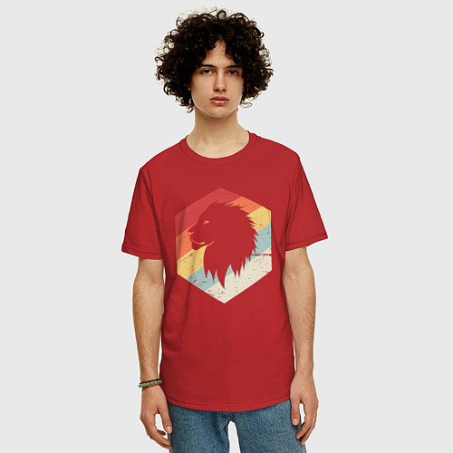 Мужская футболка оверсайз Color Lion / Красный – фото 3