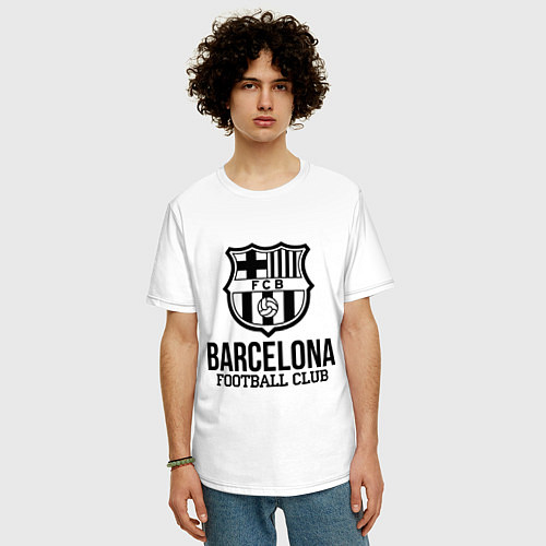 Мужская футболка оверсайз Barcelona FC / Белый – фото 3