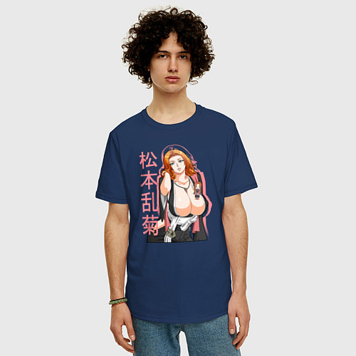 Мужская футболка оверсайз Рангику Матсумото / Тёмно-синий – фото 3