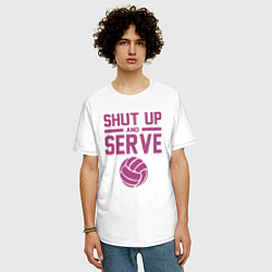 Футболка оверсайз мужская Shut Up And Serve, цвет: белый — фото 2