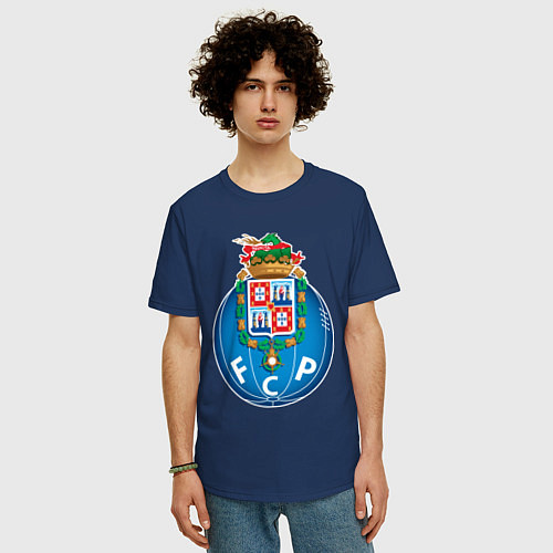 Мужская футболка оверсайз ФК Порту / Тёмно-синий – фото 3